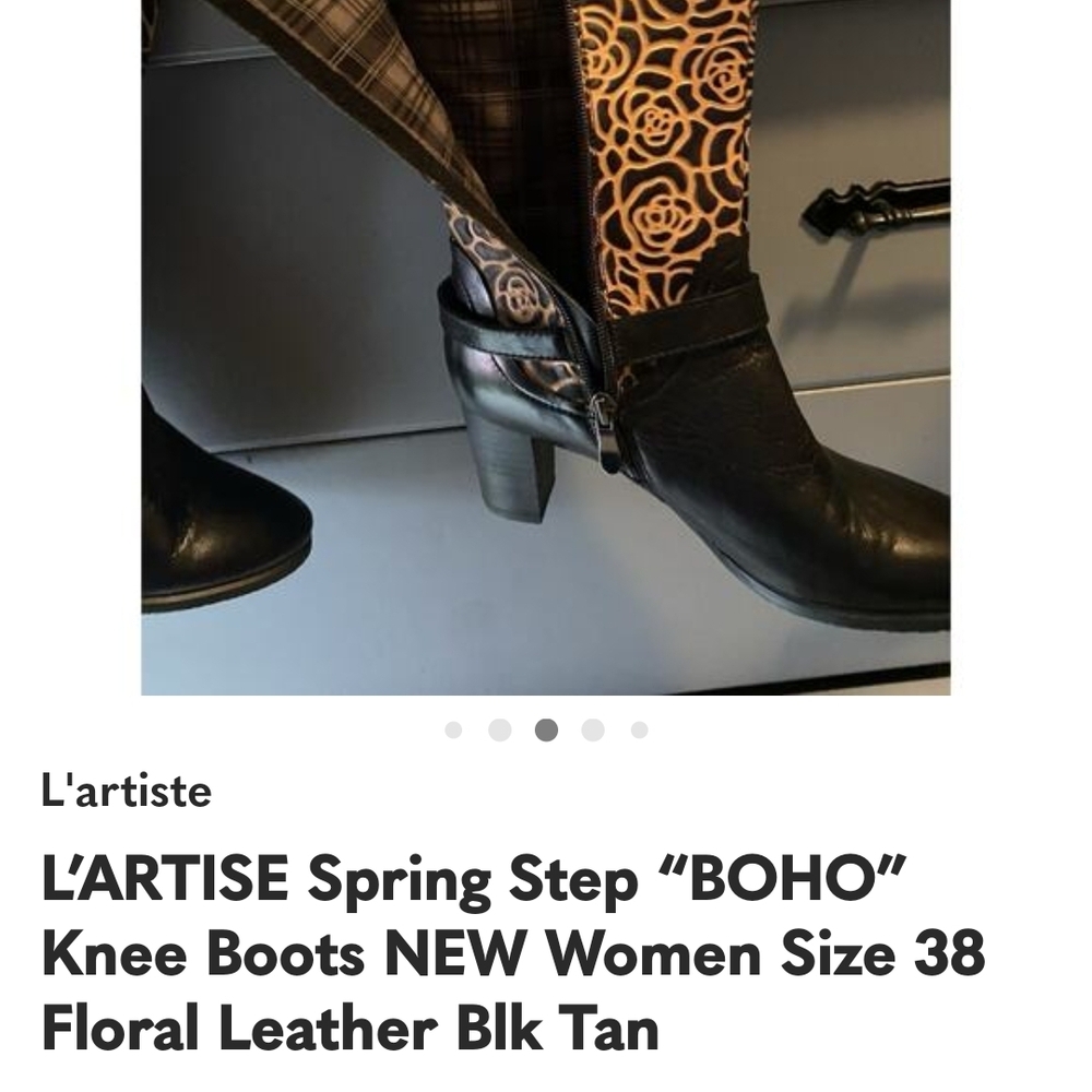 L'ATISTE Black Leather Heeled Boots - Picture 3 of 6